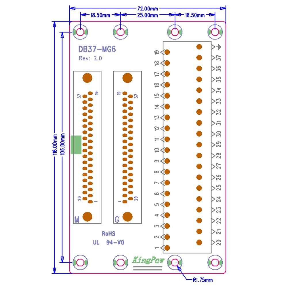 DB37 Solderless Male Female Header Breakout Connector RS232 D-SUB Serial to 3…