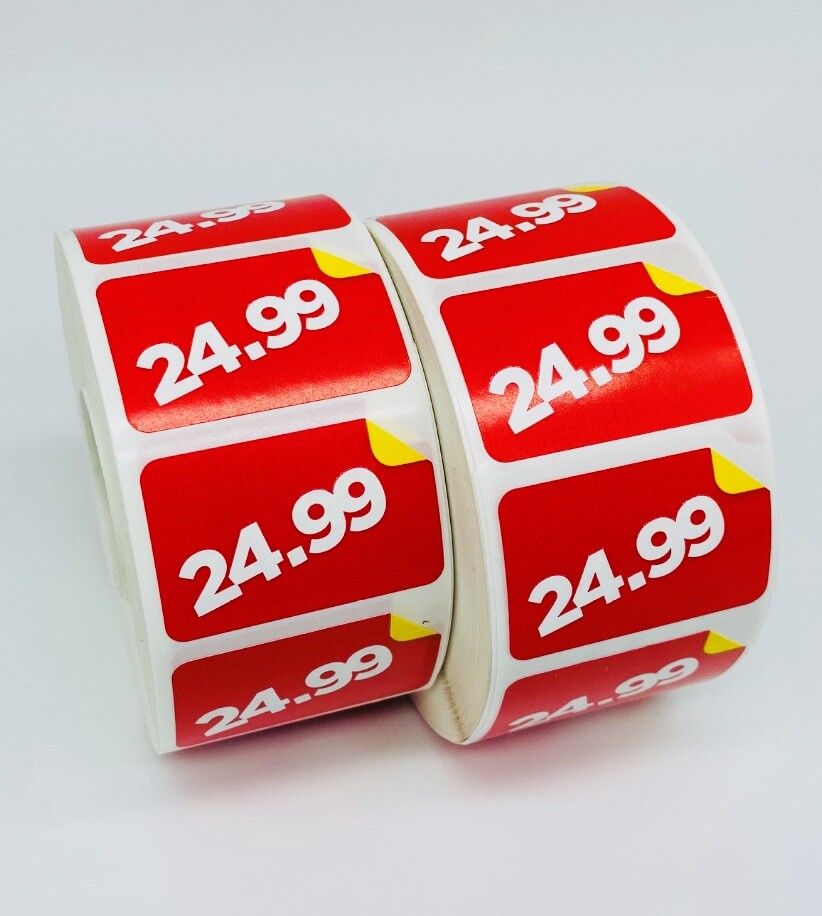 1 Roll of 1000 1.5″x1″ $24.99 Product Price Point Red & Yellow Labels Stickers