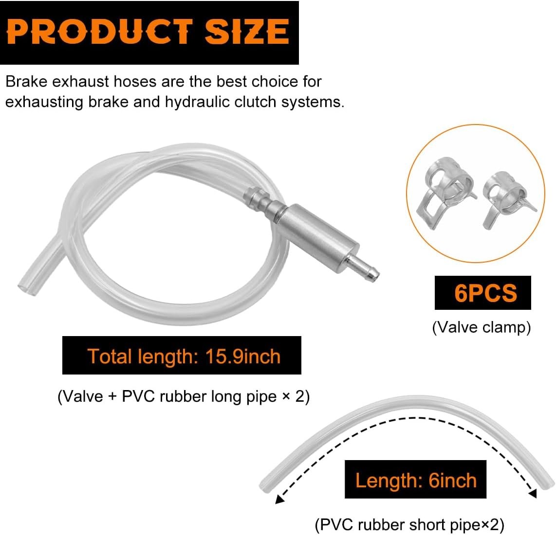2 PCS Brake Bleeder Hose, One Way Check Valve Tube Bleeding Tool Kit for Motorcy