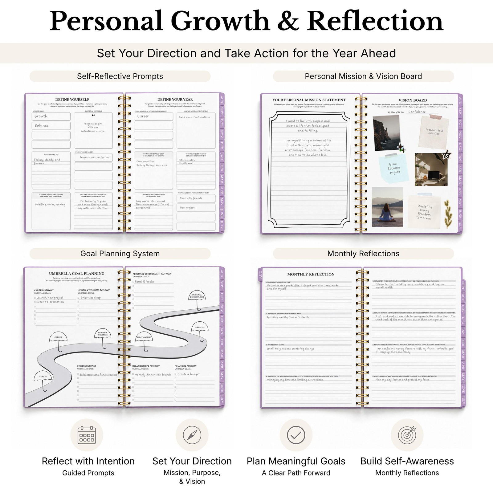 2026-2027 Mid-Year Monthly Weekly Spiral Planner B5 August Start Agenda