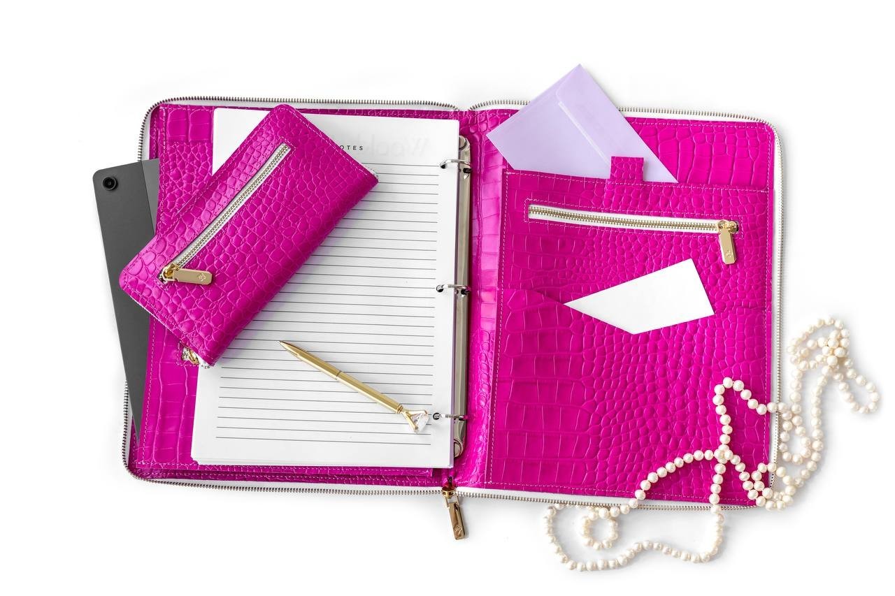 Padfolio A4.Pink Portfolio A4. Leather A4 organizer. Leather A4 notebook.