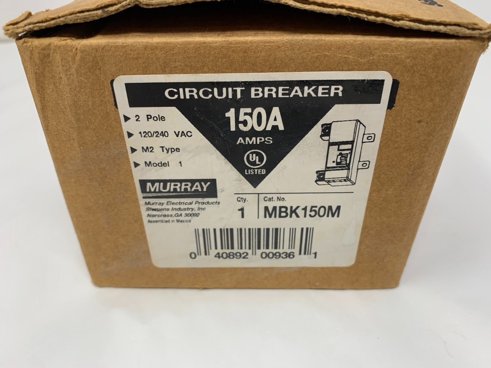 Siemens Murray MBK150A 150A 2P 120/240V Load Center Main Breaker Type M2