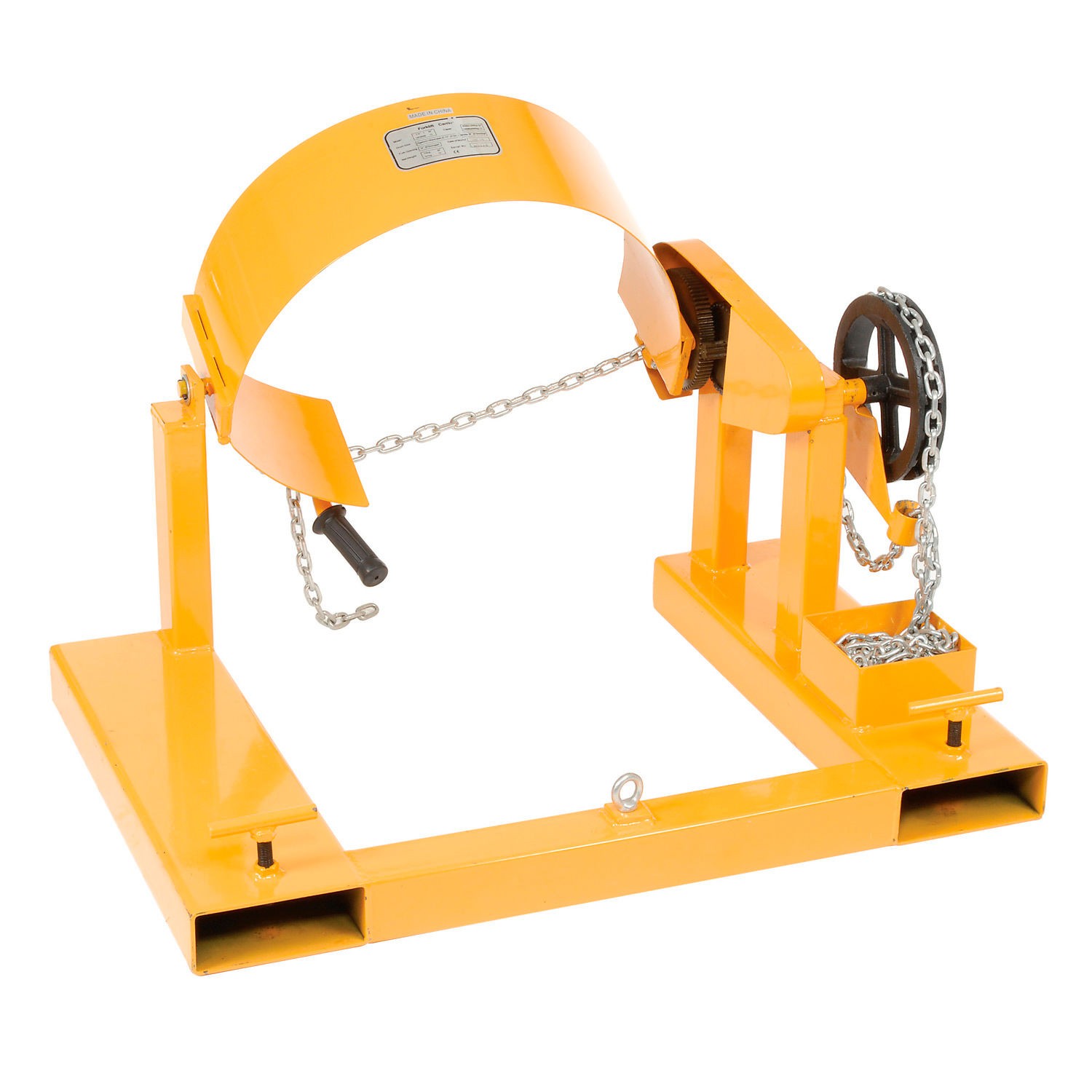 Forklift Tilting 55 Gallon Drum Dumper Steel Yellow 800 Lb. Capacity