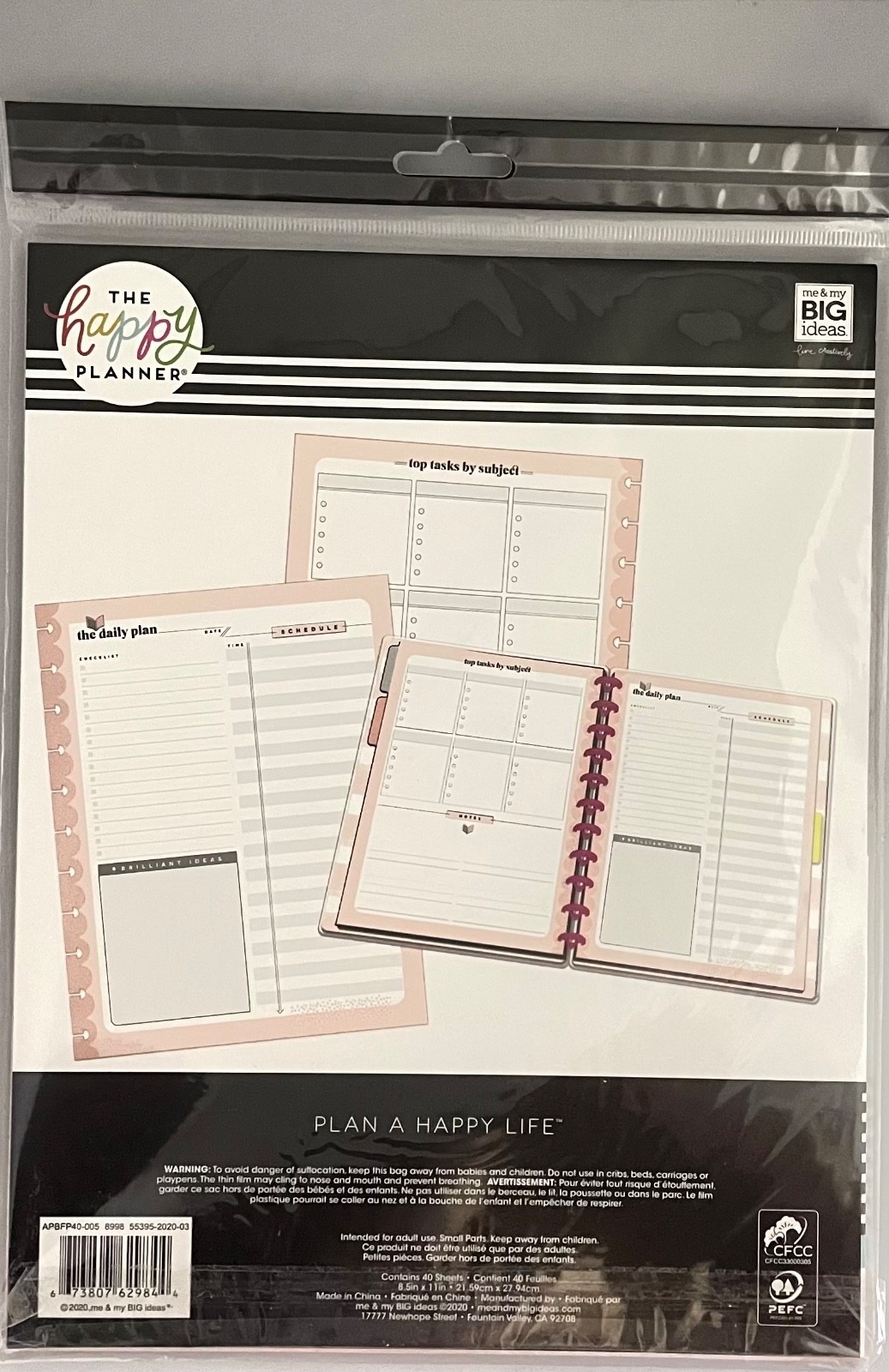The Happy Planner 8.5×11 Paper 40 Sheets «The Daily Plan» 8998