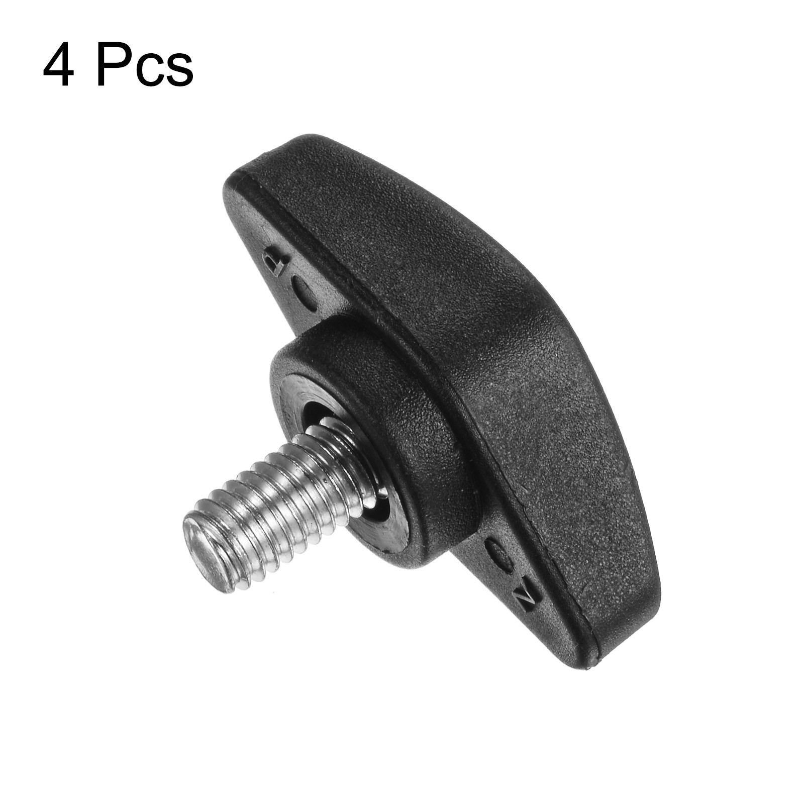4pcs M6 x 10mm Male Thread Tee Wing Knobs Thumb Screw Clamping Knobs Grip Black