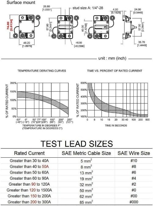 100Amp Circuit Breaker 30-300A with Manual Reset Trolling Motor Aut Size: 100A