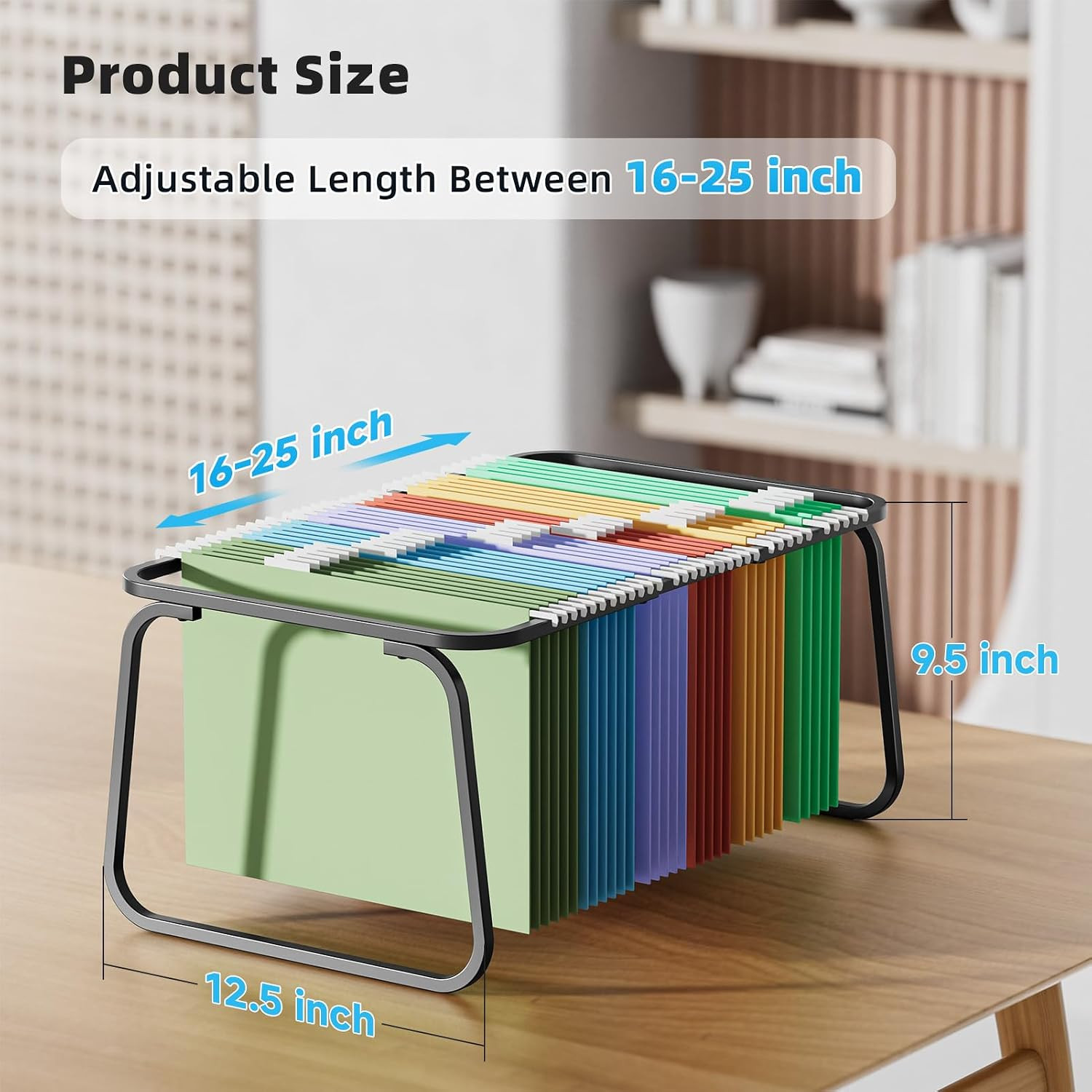 Hanging File Folder Frame, Adjustable Letter Size File Holder 16-25 Inches, Meta