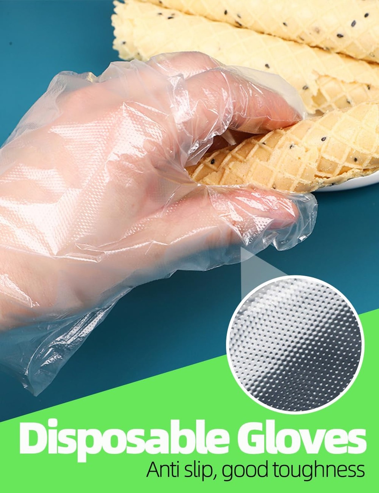 400 Count Disposable Poly Plastic Gloves for Make Sourdough Bread, Food Prep …