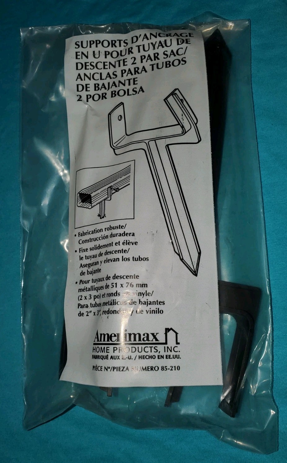 AMERIMAX HOME PRODUCTS 85210 Downspout Anchor, 2-Pack, NEW FREE SHIPPING