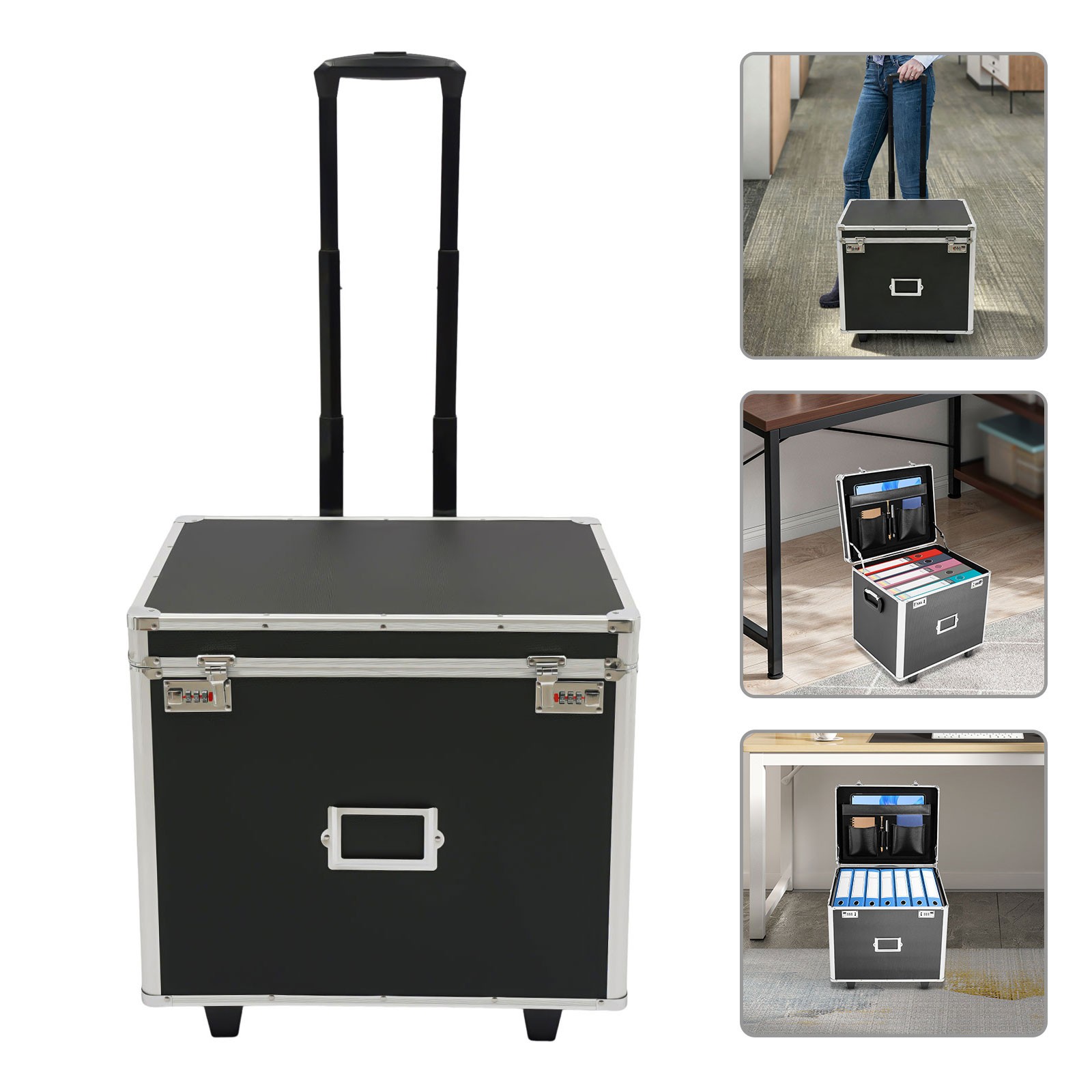 Locking File Chest File Rails Letter/Legal Files Storage Box with Wheels&Handle