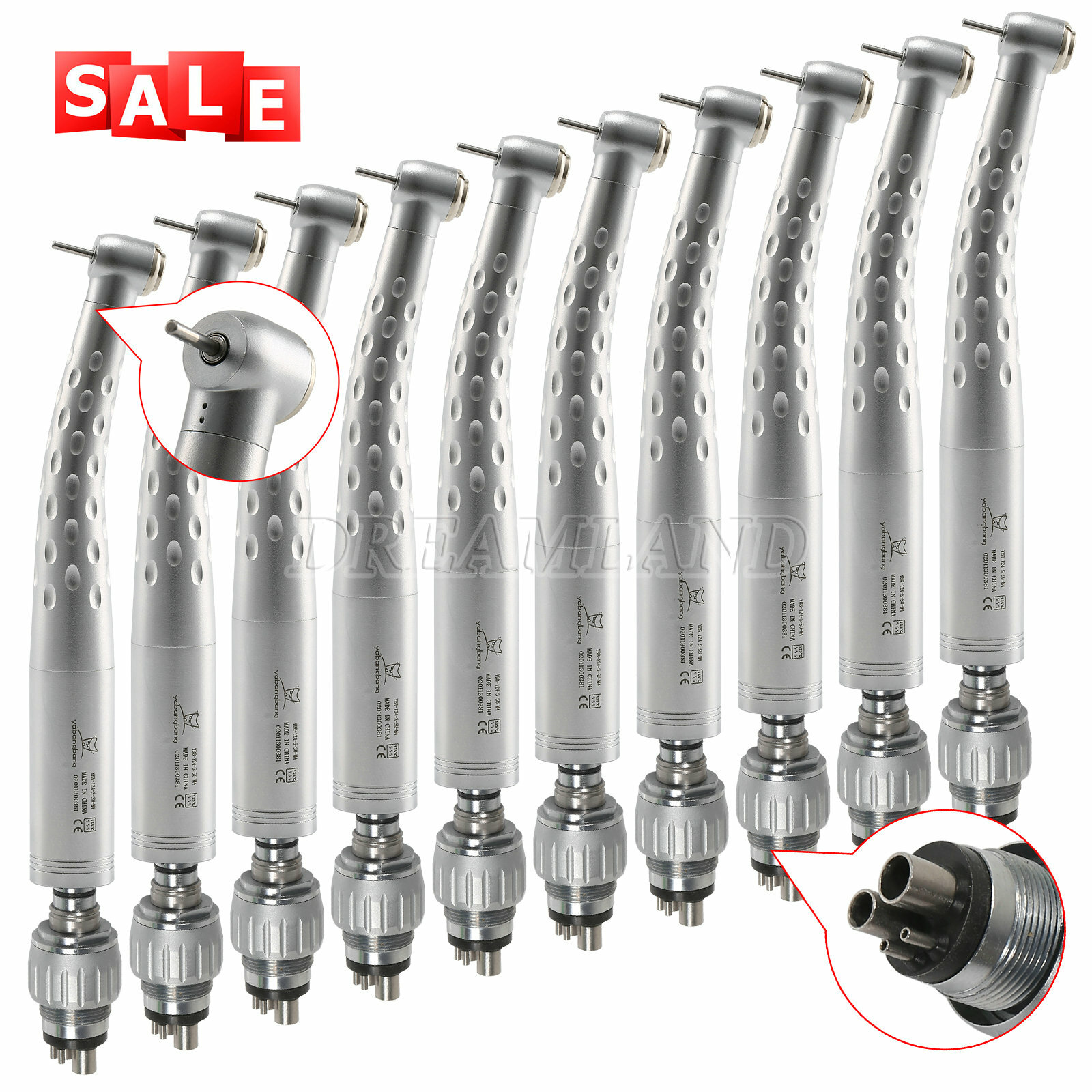 Pack of Dental Fast High Speed Handpiece with 4 Holes Swivel Coupler