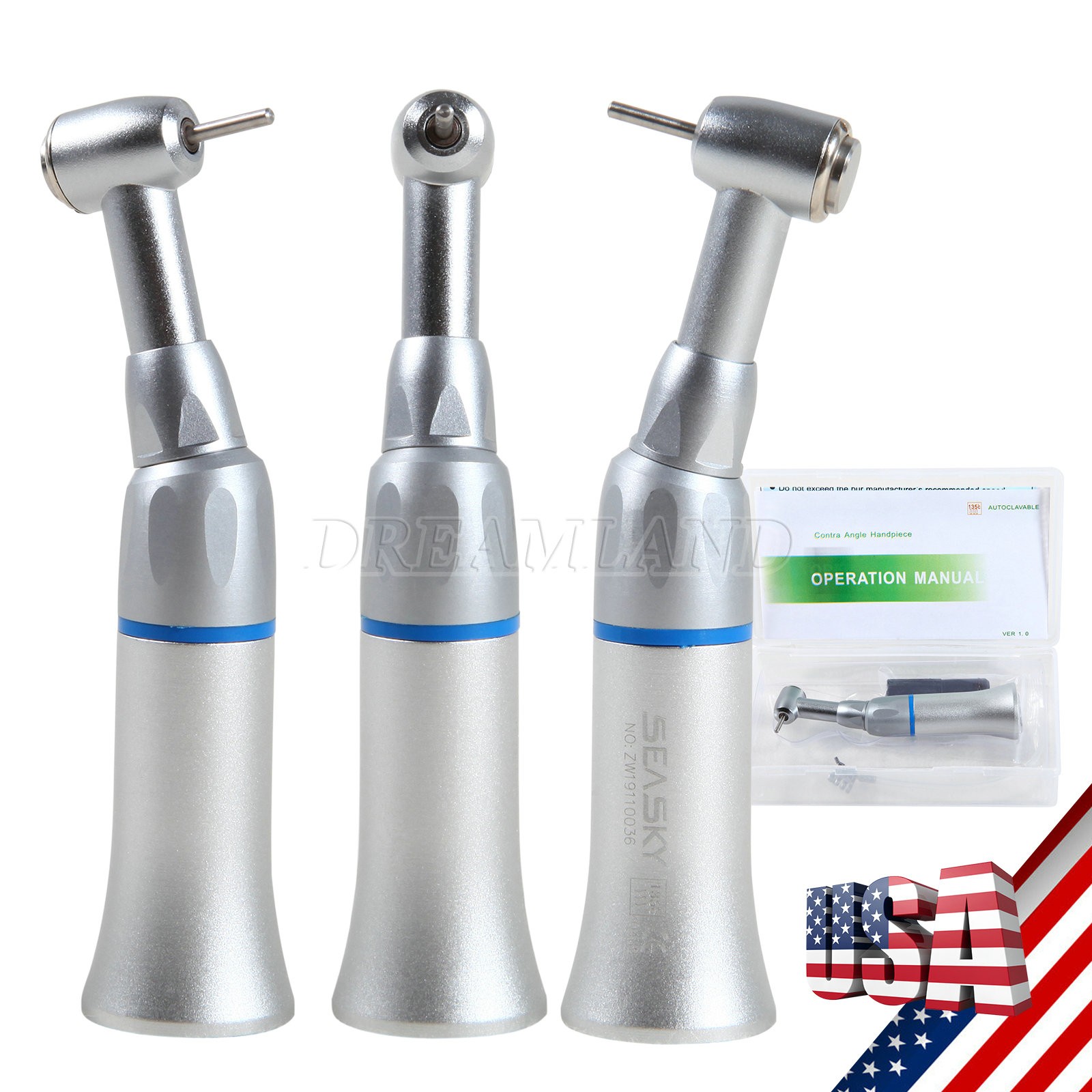 NSK Style Dental Slow Low Speed FG 1.6mm Burs Contra Angle Handpiece Push Button