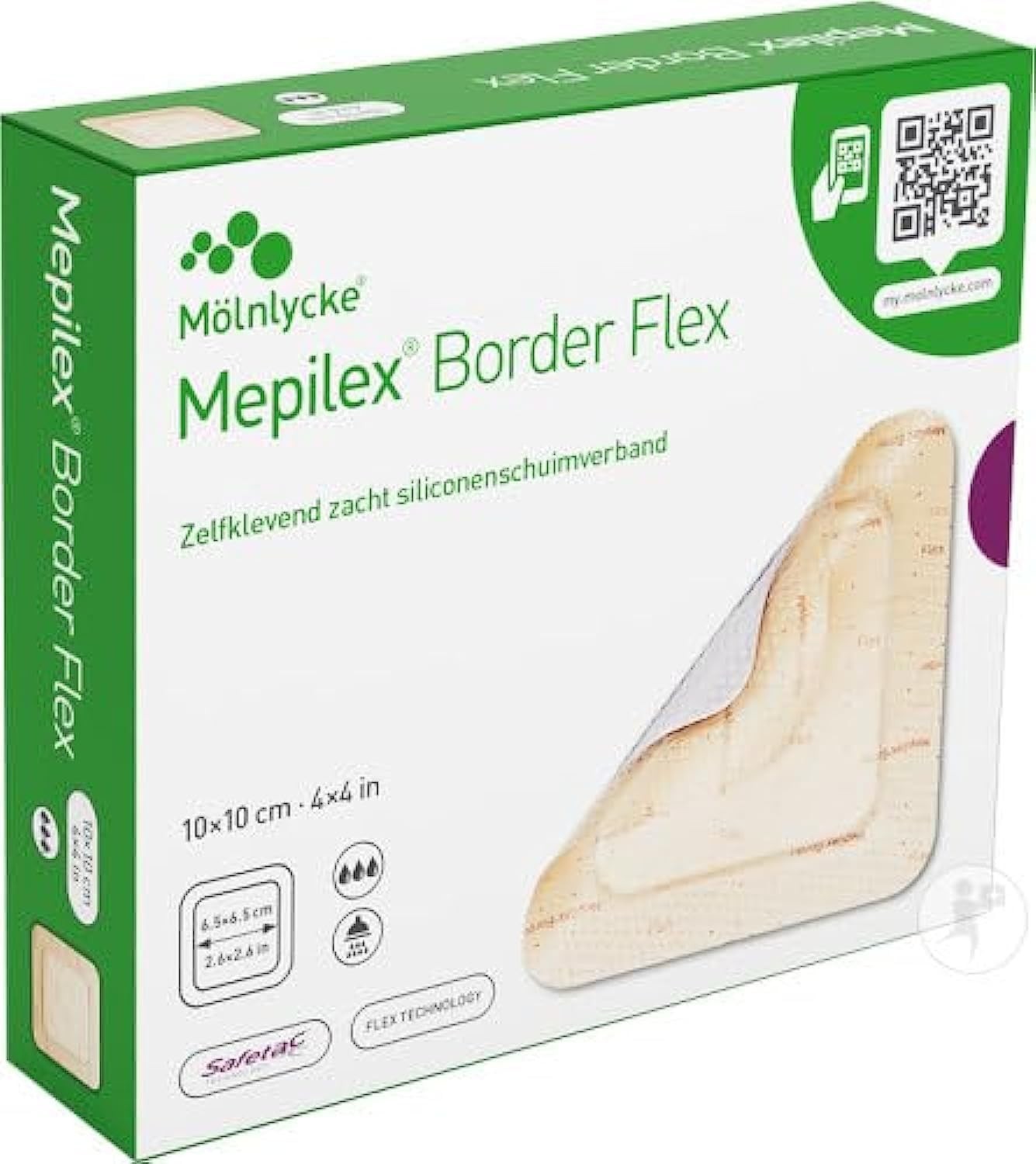 Mölnlycke Mepilex Border Flex Soft Silicone Foam Dressing 4X4 5/BX REF 595300