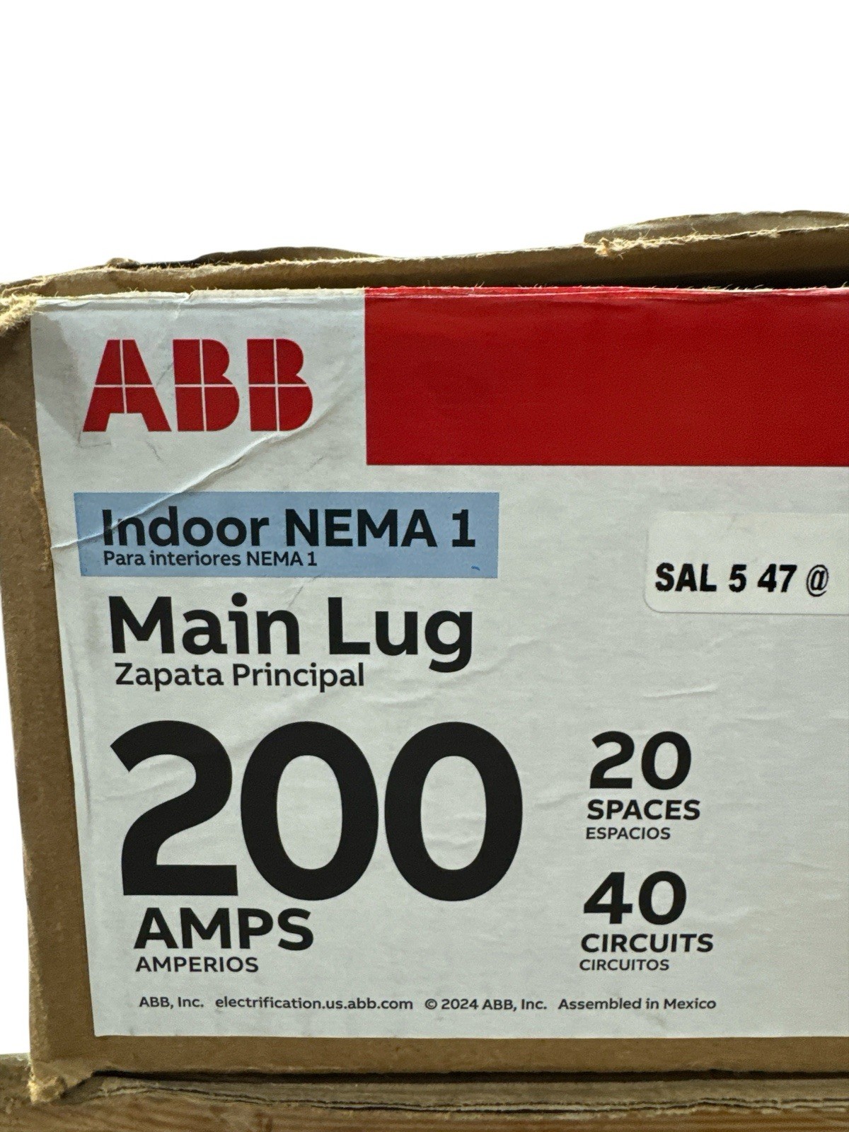 ABB 200A 20 Space 40 Circuit Main Lug Indoor Load Center Kit PAL2020PA Used