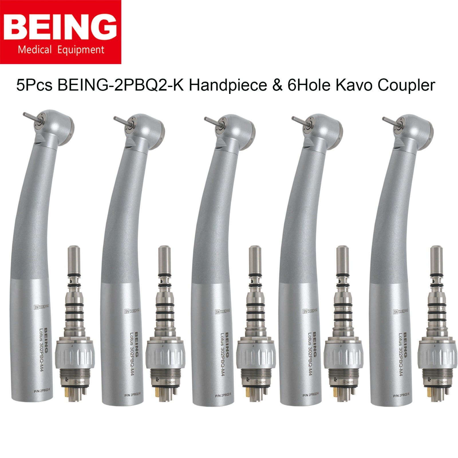 5Pcs BEING Dental High Speed Turbine Fiber Optic Handpiece for KaVo Coupler 4/6H