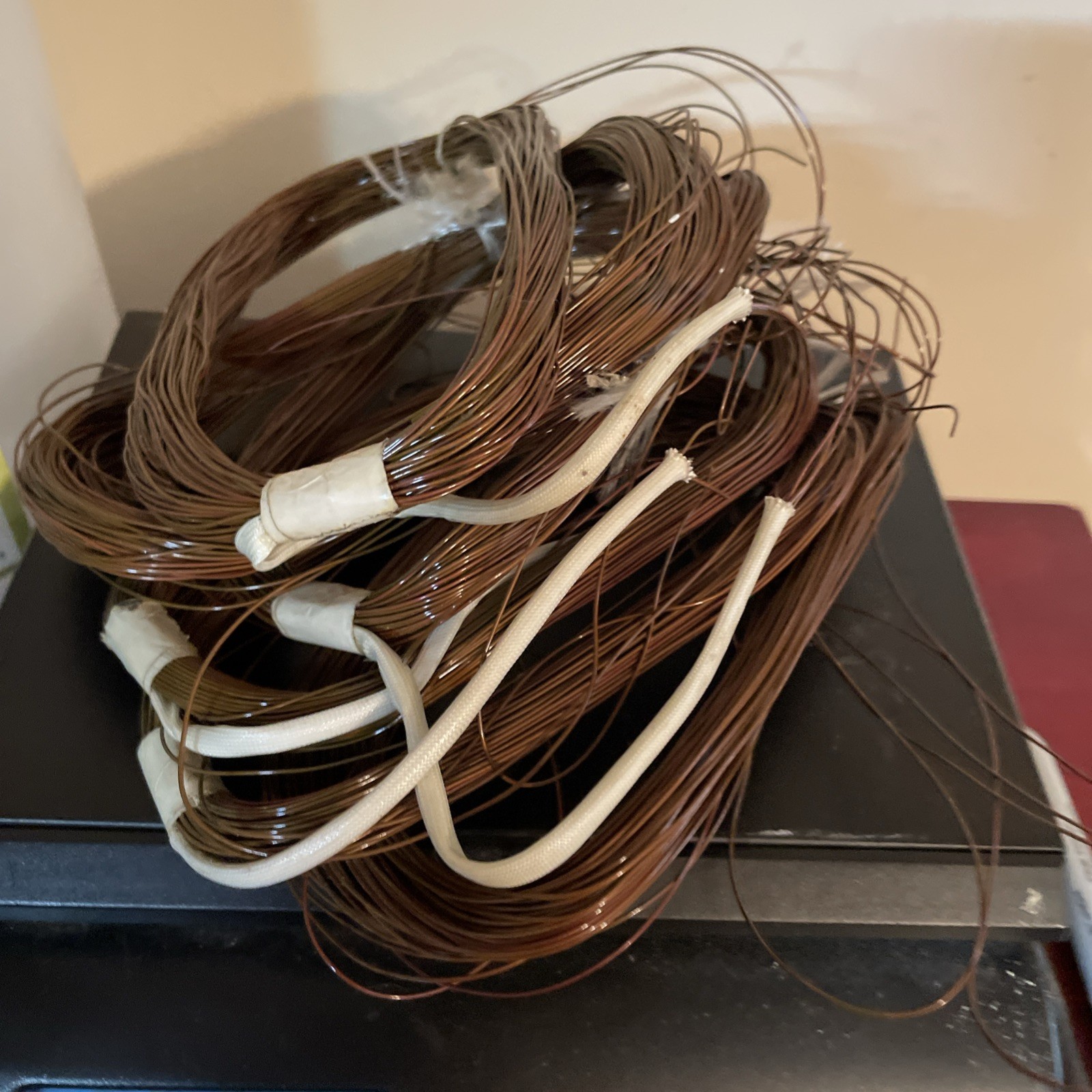 New Copper light electronics wire Attached with some Insulated sections 1lb.12oz