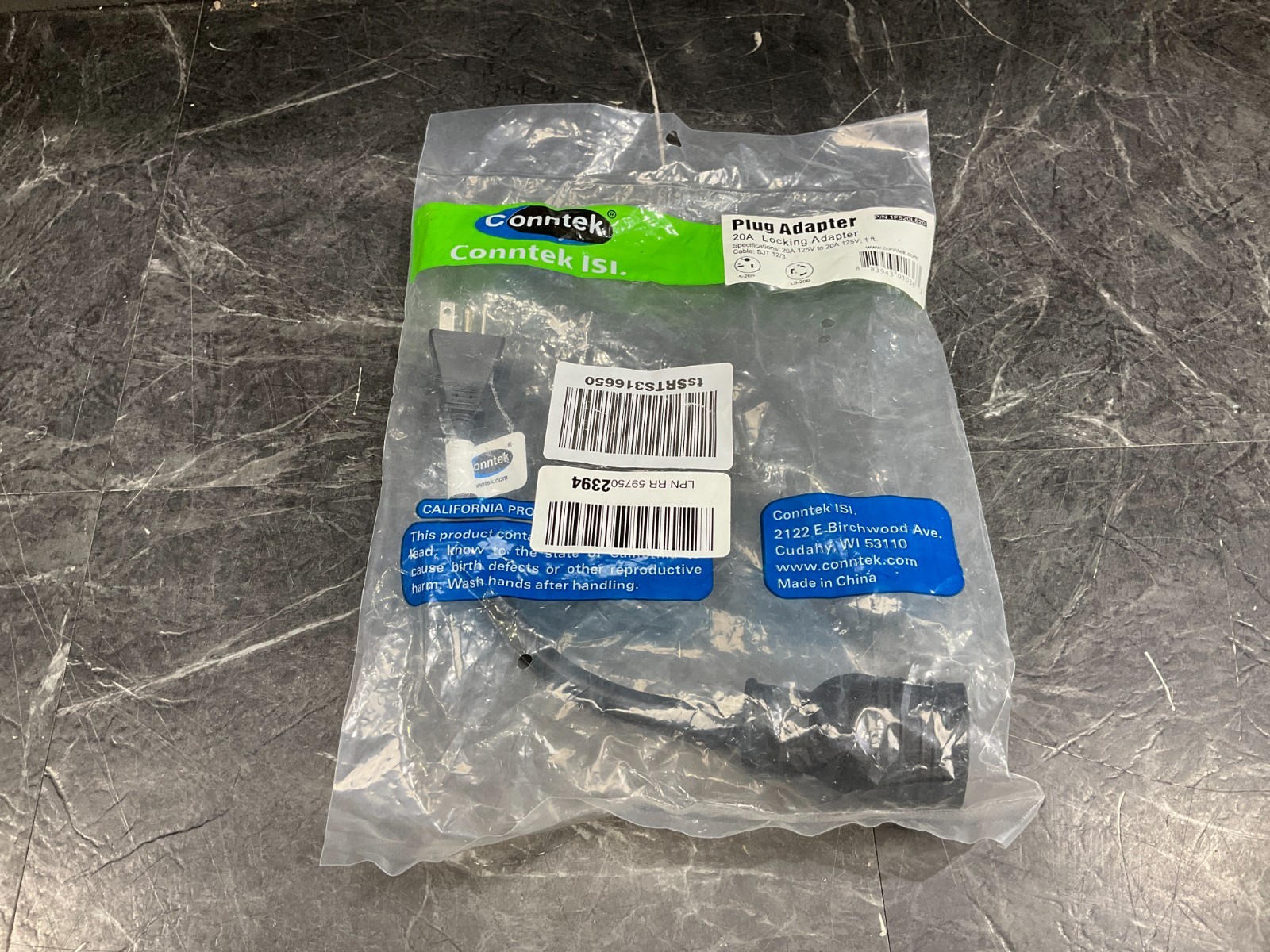 Conntek 20A Locking Adapter 20A 125V to 20A 125V, 1 FT 1F520L520