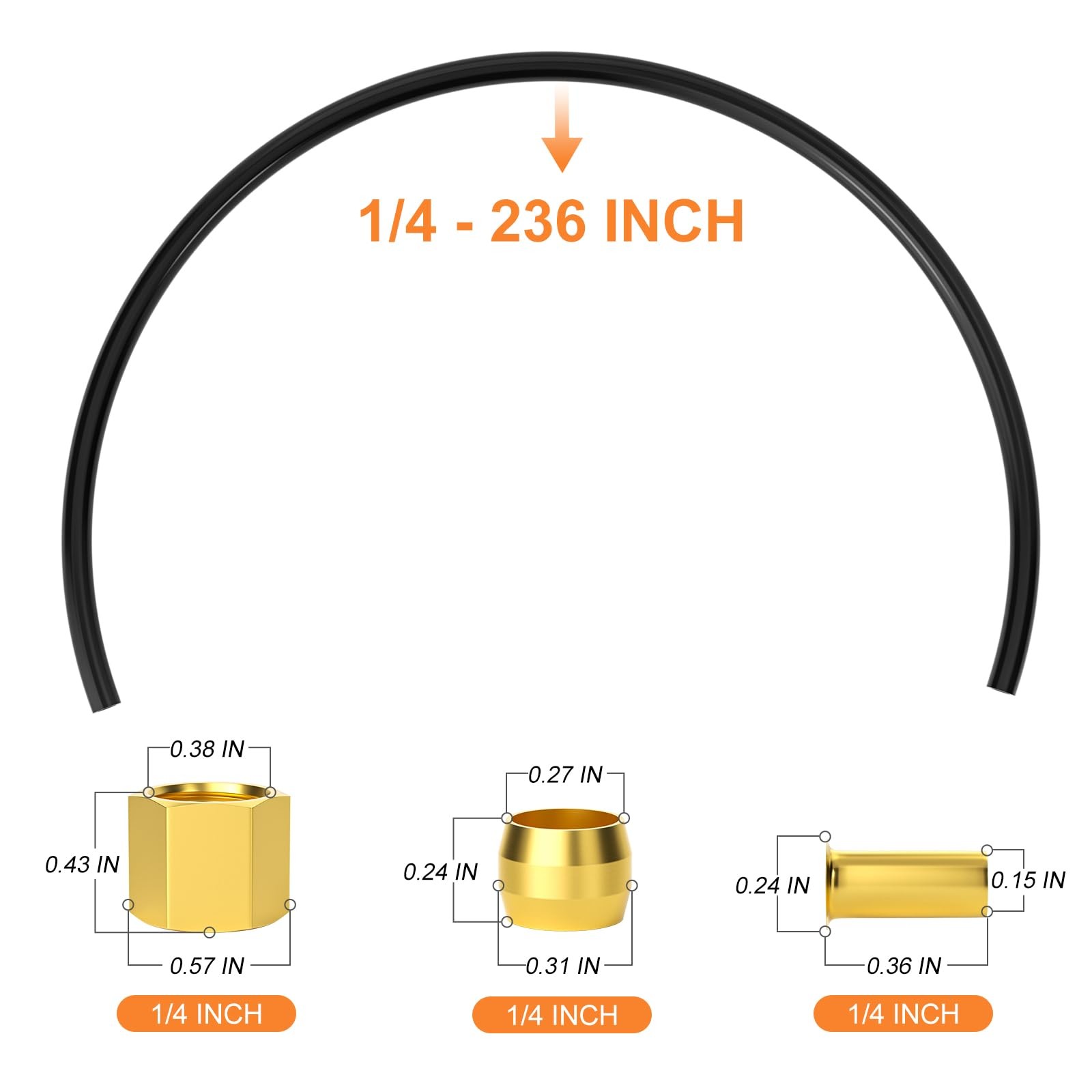 98Pcs 236Inch Air Compressor Unloader Tube Kit, Contains 1/4 Sleeve Ferrules,…