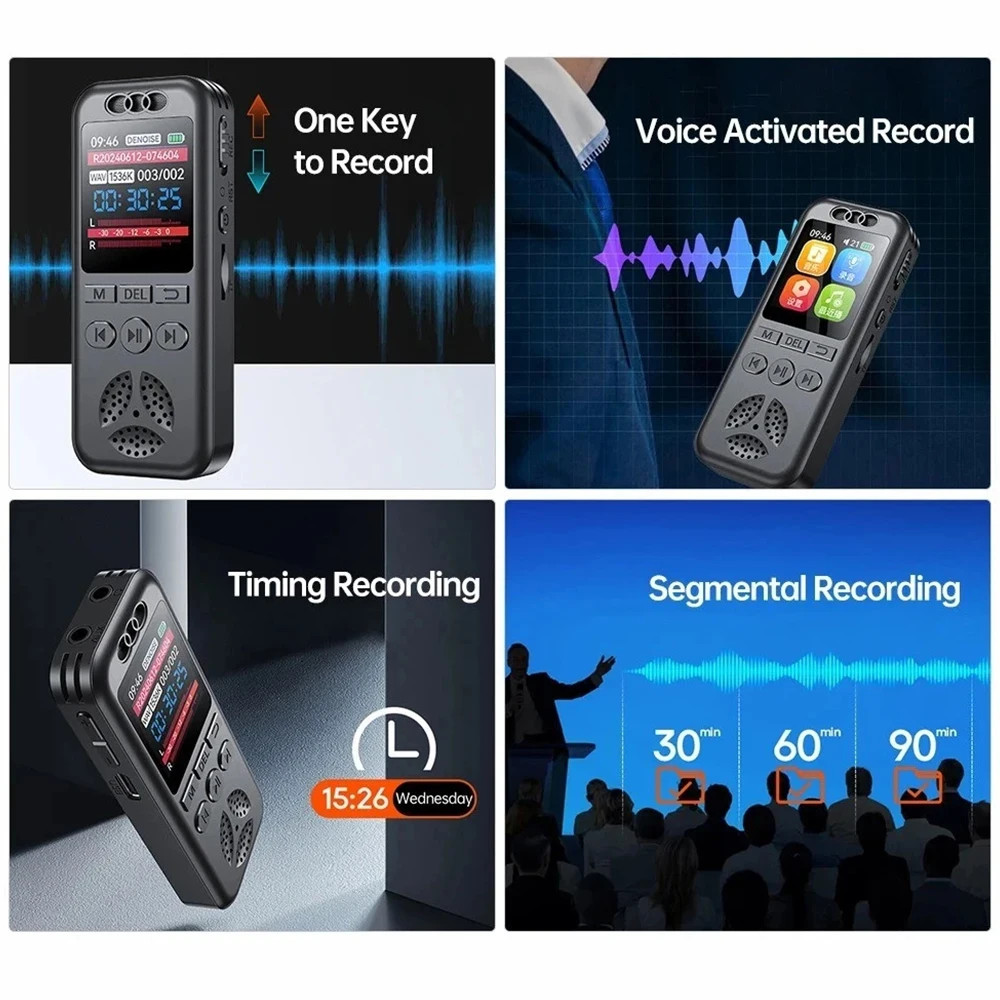 128GB Digital Voice Recorder 1536KBPS Professional Sound Dictaphone Voice Activa