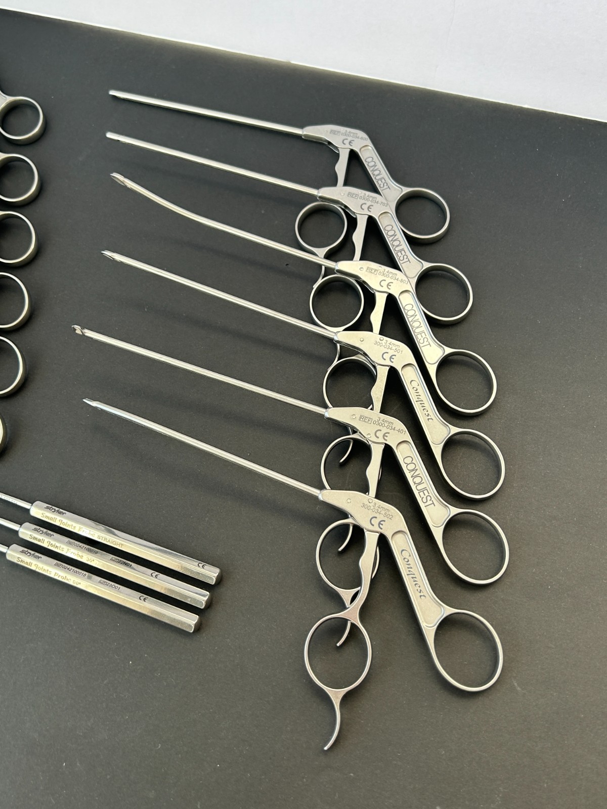 Stryker Conquest Set of 15 Arthroscopic Punches/Graspers/Probe W/ Tray Authentic