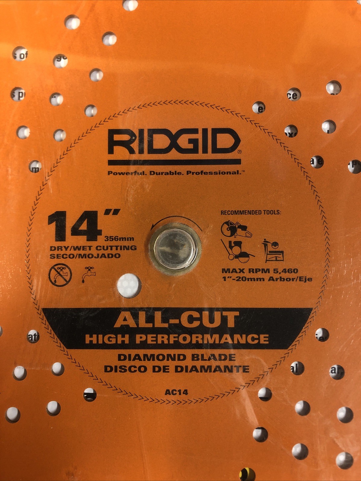Ridgid 14″ Diamond Saw Blade AC14 All-Cut Masonry, Concrete, Brick, Block
