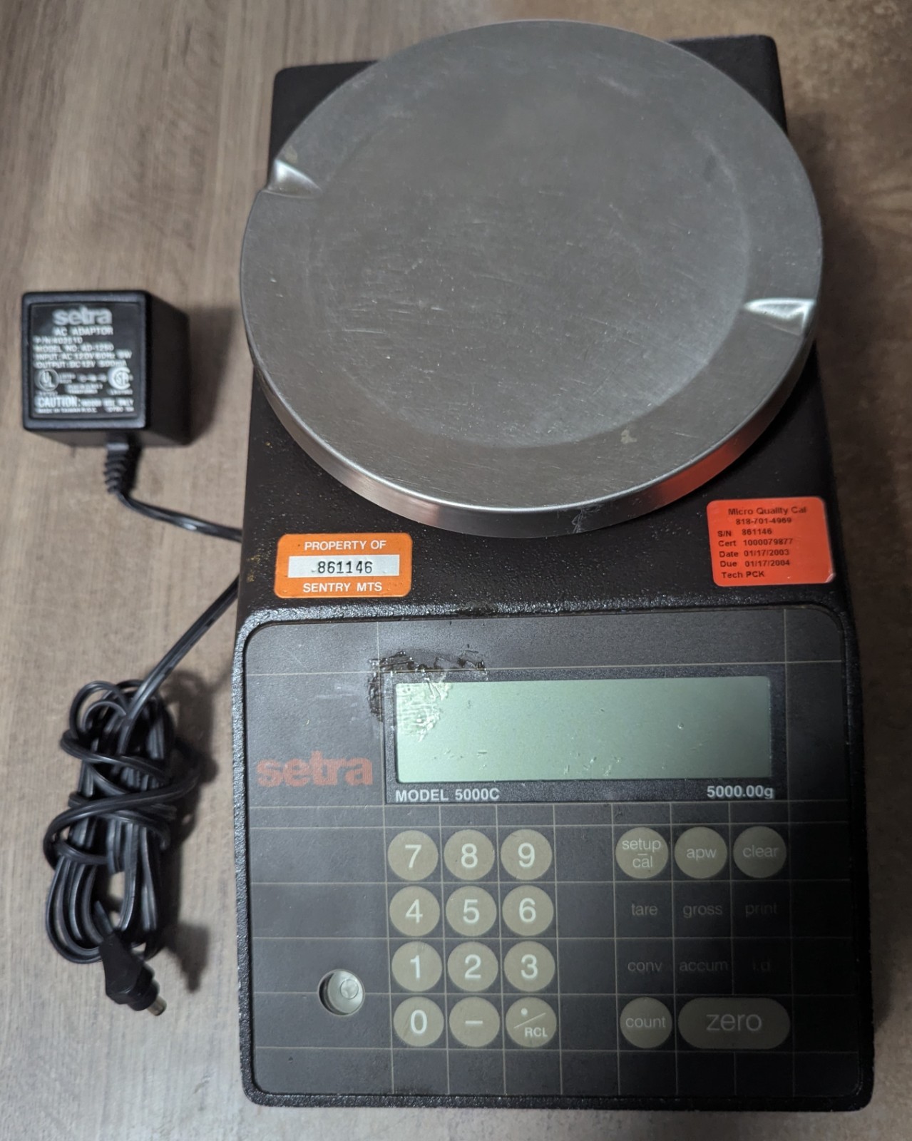 Setra 5000C Top Loading Balance 5000g Digital Lab Scale w/ AC Adapter