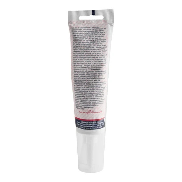 24 pk-ASI 600 High Temperature RTV Silicone Sealant 2.8 Oz Tube-red