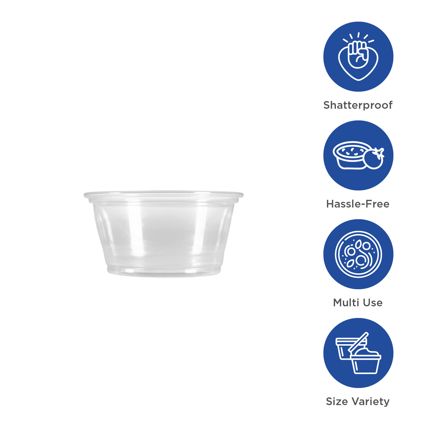 Karat 0.75 oz PP Plastic Portion Cups – Clear – 2,500 ct