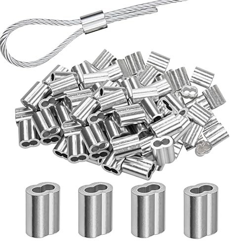 1/8″ (3Mm) Aluminum Crimping Loop Sleeve for Wire Rope, Cable Ferrule (100Pcs)
