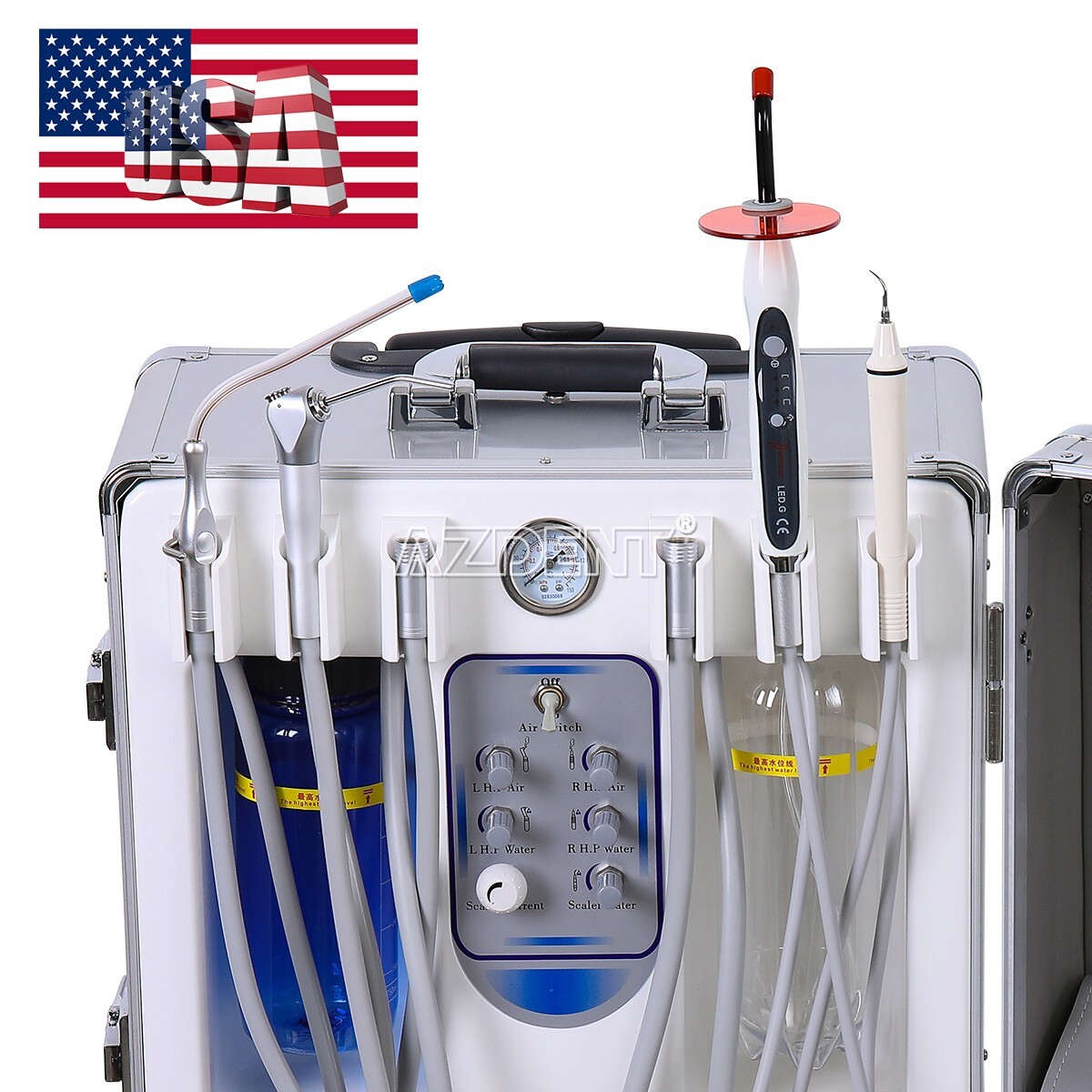 Mobile Portable Dental Delivery Unit Suction Syringe Air Compressor Scaler 4Hole