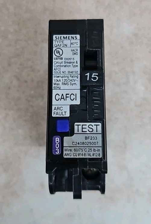 Siemens QA115AFCN Circuit Breaker AFCI 15A 1-Pole 120/240V