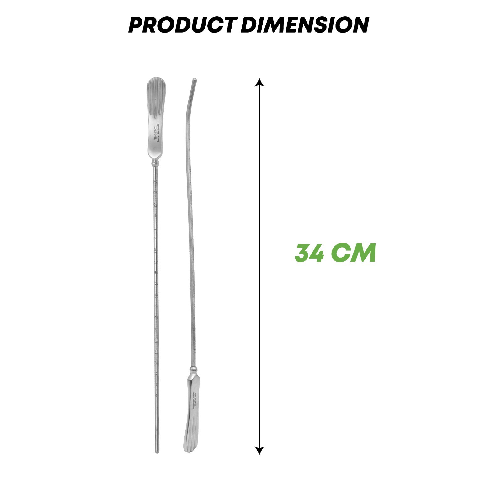 2 Pcs of Sim Uterine Sounds Straight & Curved OB/GYN Surgical Instrument German