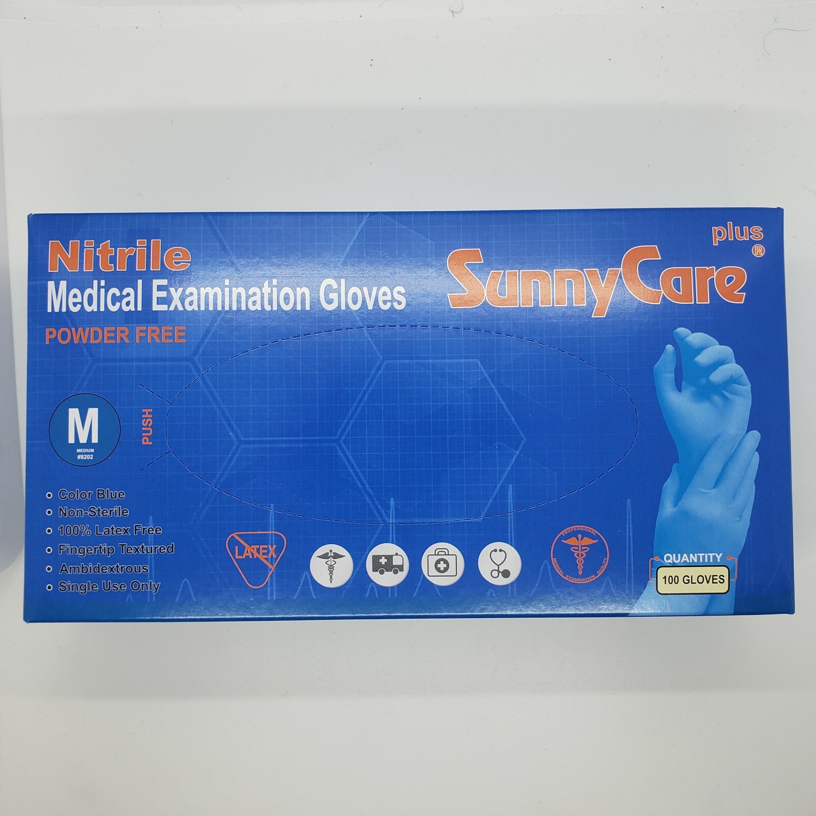 SunnyCare Nitrile Medical Examination Gloves – 1 CASE (10 boxes of 100) – Medium