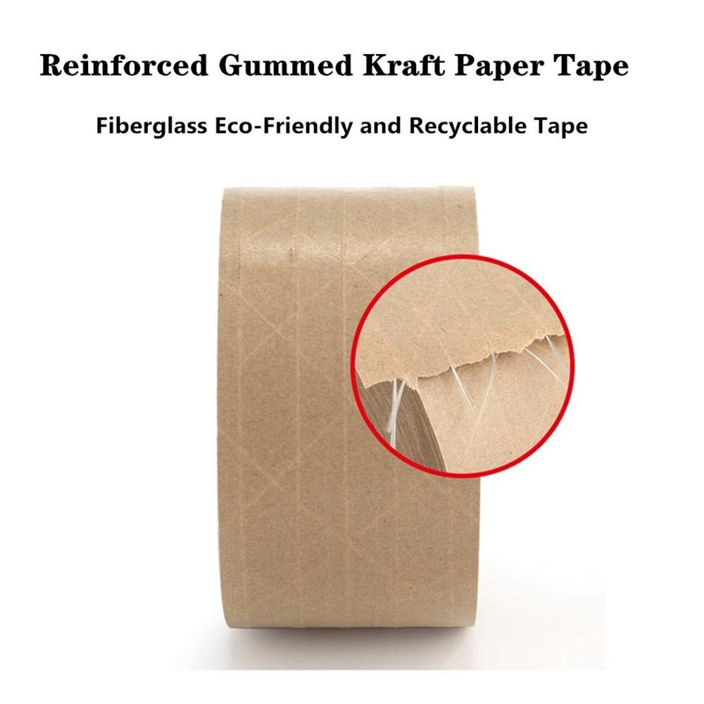 Reinforced Gummed Kraft Paper Packing Tape, Water Activated Kraft Tape, 50 yd…