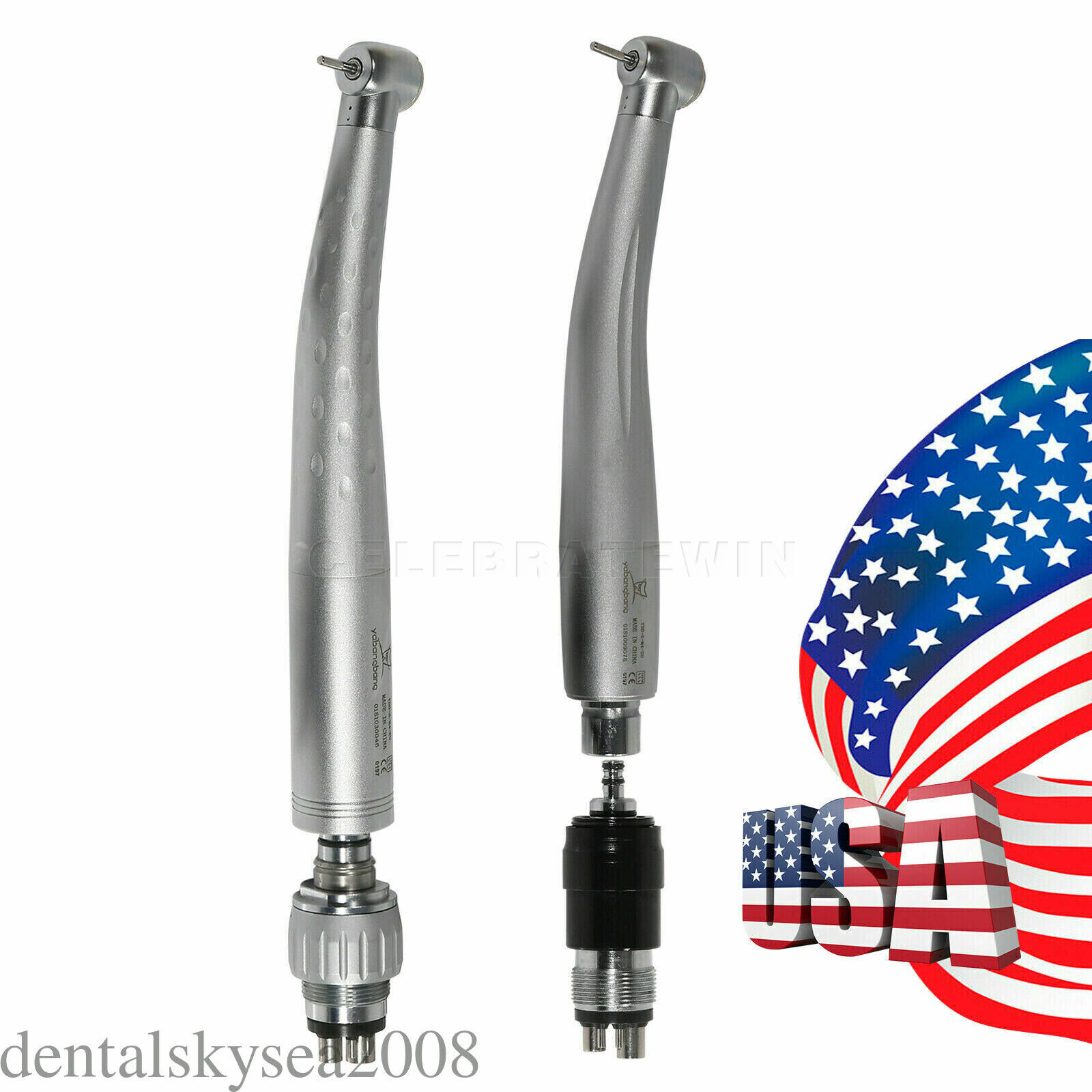 NSK/KAV Style Dental High Speed Handpiece with 4 Hole Quick Coupler 360° Swivel