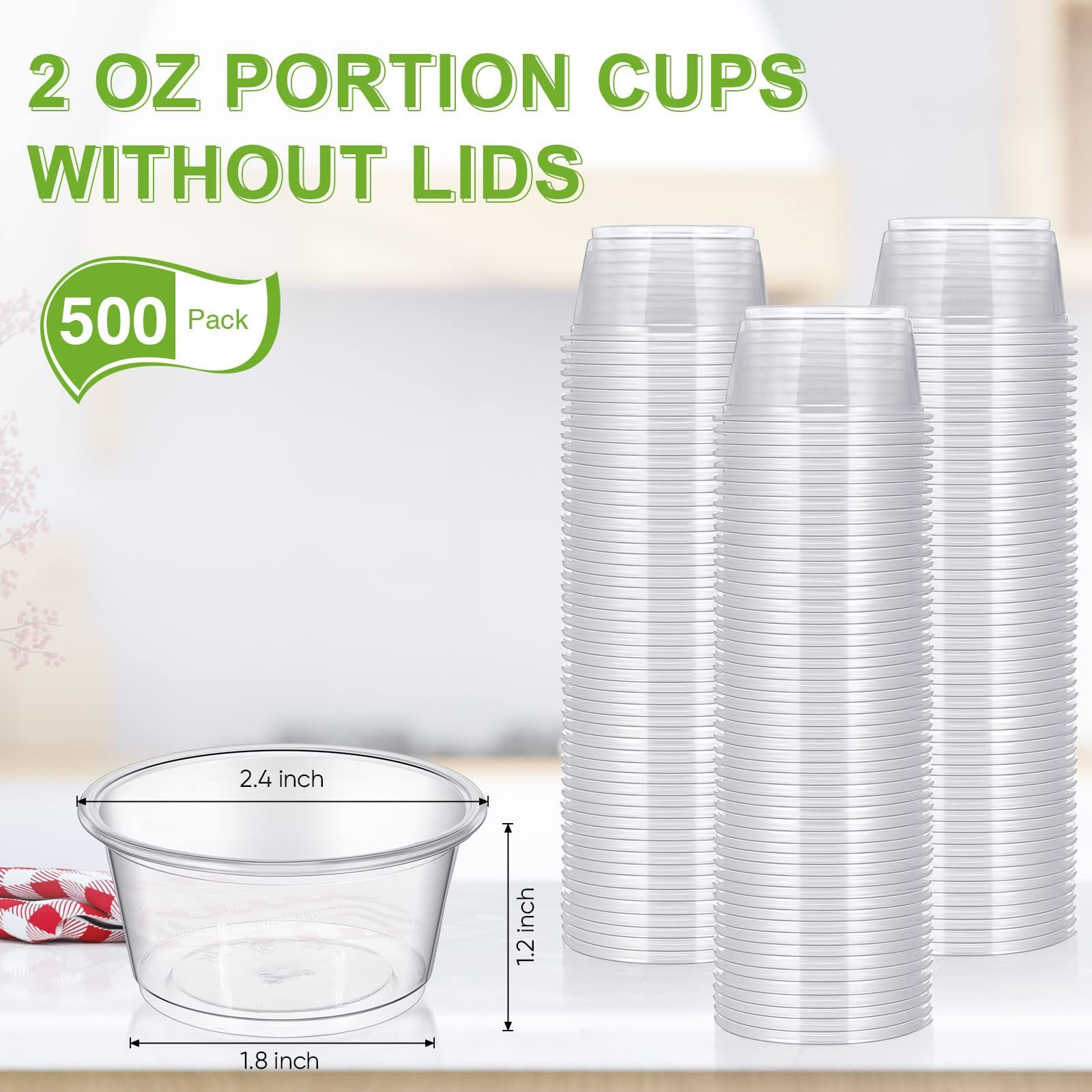 Gerrii 500 Count Plastic Disposable Portion Cups Without Lid 2 oz, Clear
