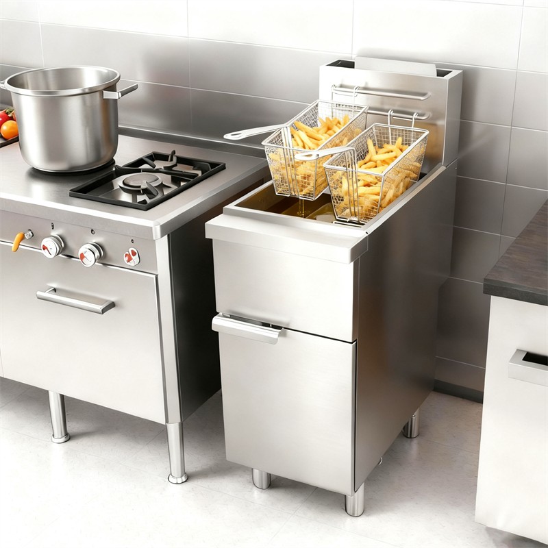 Commercial Deep Fryer Propane 3 Burners 40lbs 90000 BTU 400°F CSA 200°F-400°F