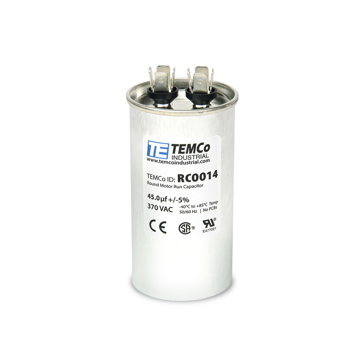 TEMCo 45 uf/MFD 370 VAC volts Round Run Capacitor 50/60 Hz -Lot-5