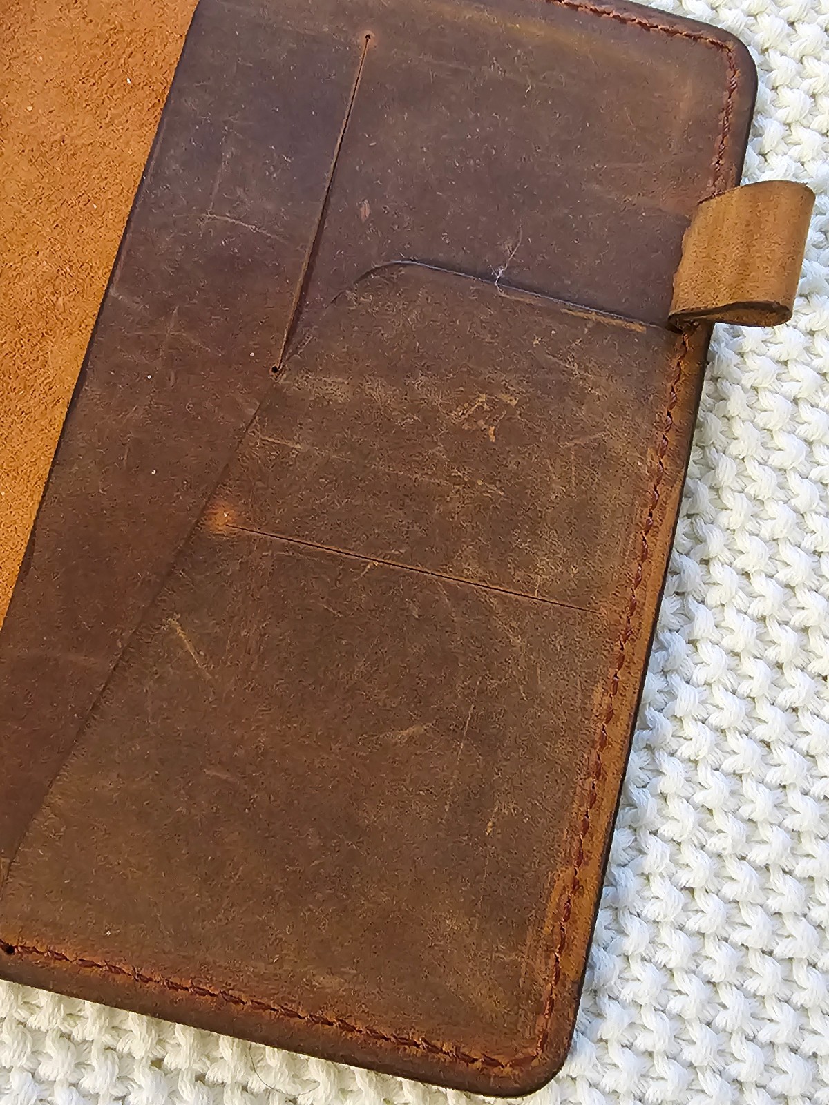 A6 Leather Slip Cover with Front Pocket w/ A6 Half Year Stalogy Included