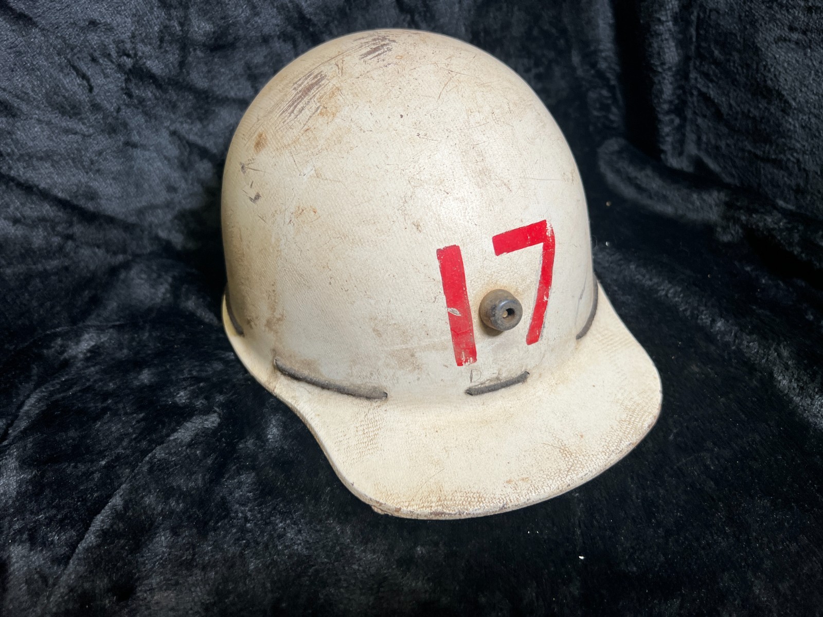 Vintage MSA Skullgard Fiberglass Hard Hat Stencil 17 Red White Miner Cap 1950s