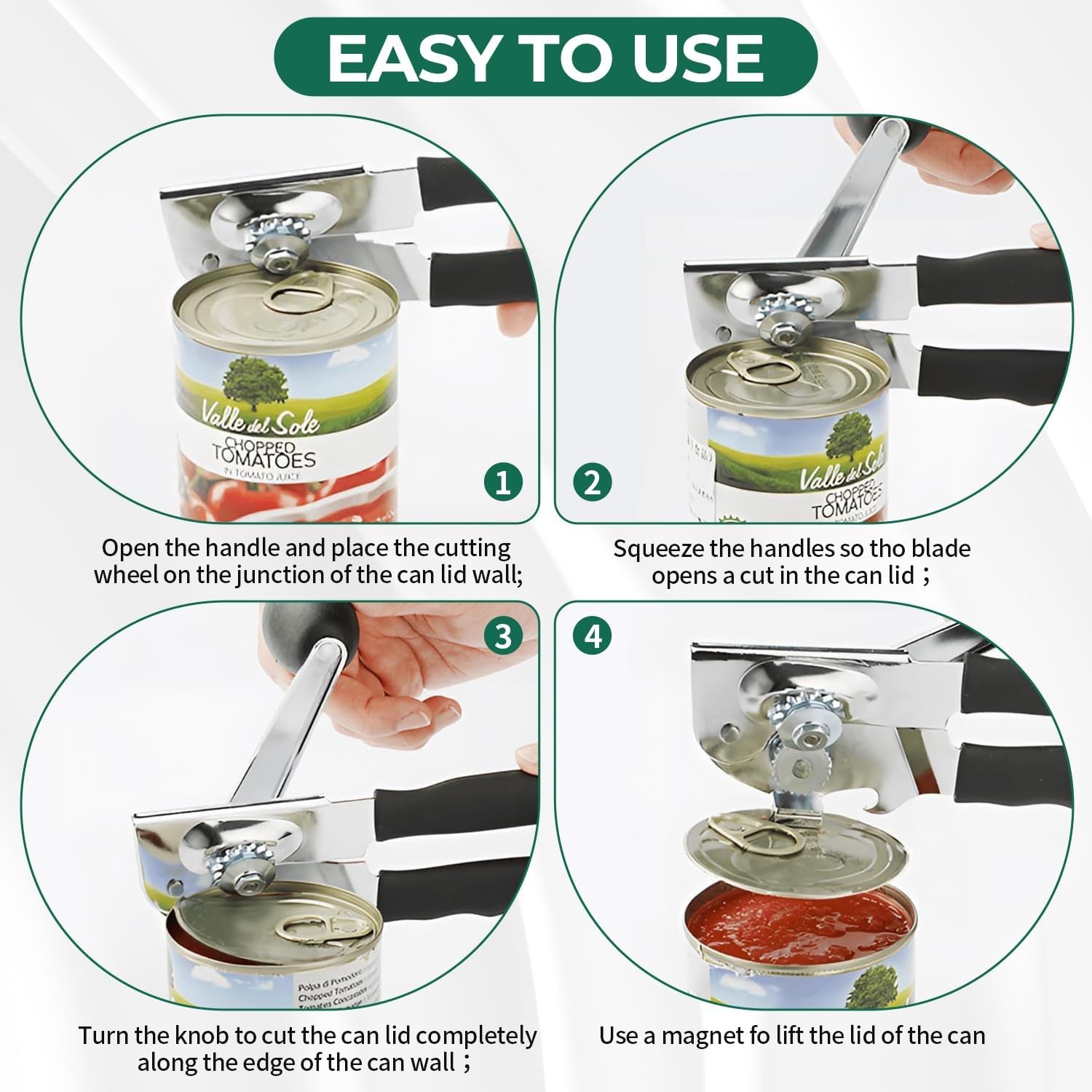 Commercial Heavy Duty Manual Can Opener Stainless Steel for Seniors