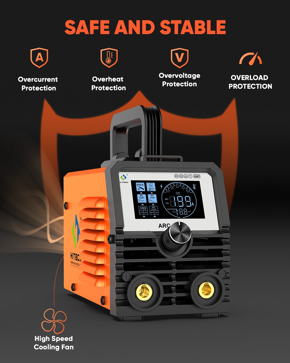 HITBOX 200A Stick Welder 110V ARC MMA Lift TIG 2-in-1 Welding Machine DIY/Gift