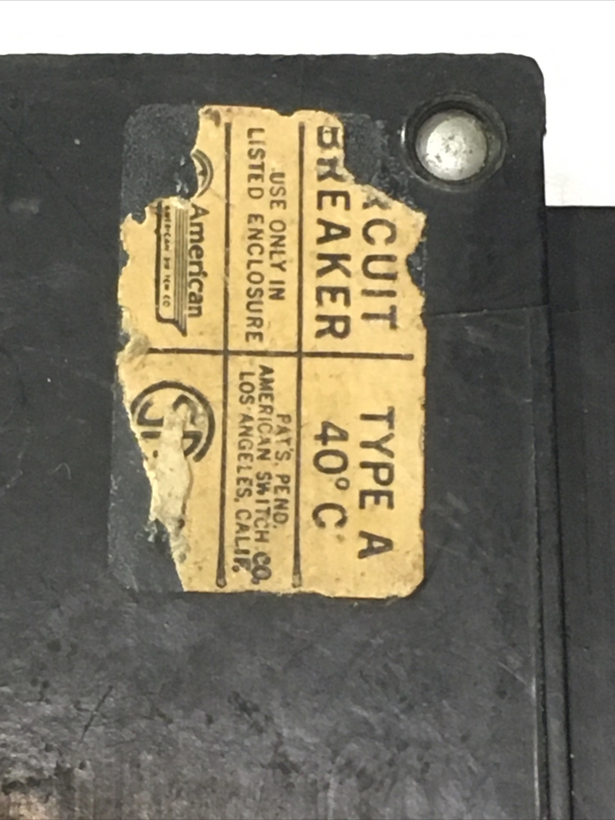 A115L Challenger American Switch A Left Hook 1 Pole 15A 120VAC Circuit Breaker