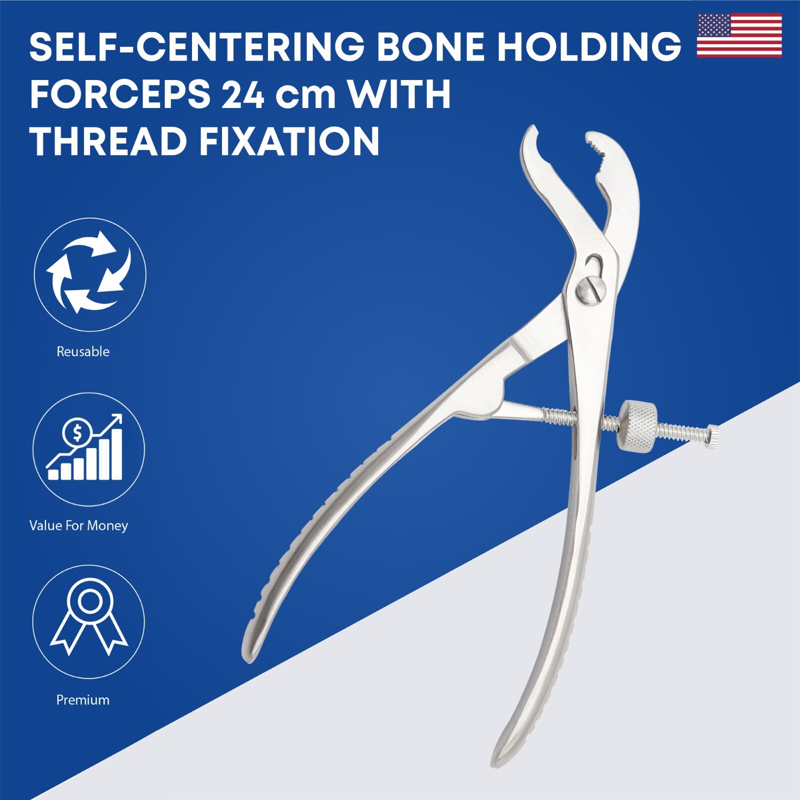 Self-Centering Bone Holding Forceps with Thread Fixation Surgical Instruments