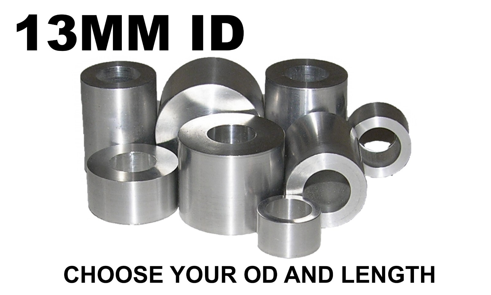 ALUMINUM 13MM ID X 25MM, 24MM, 23MM, 22MM OR 21MM OD BUSHING SPACER