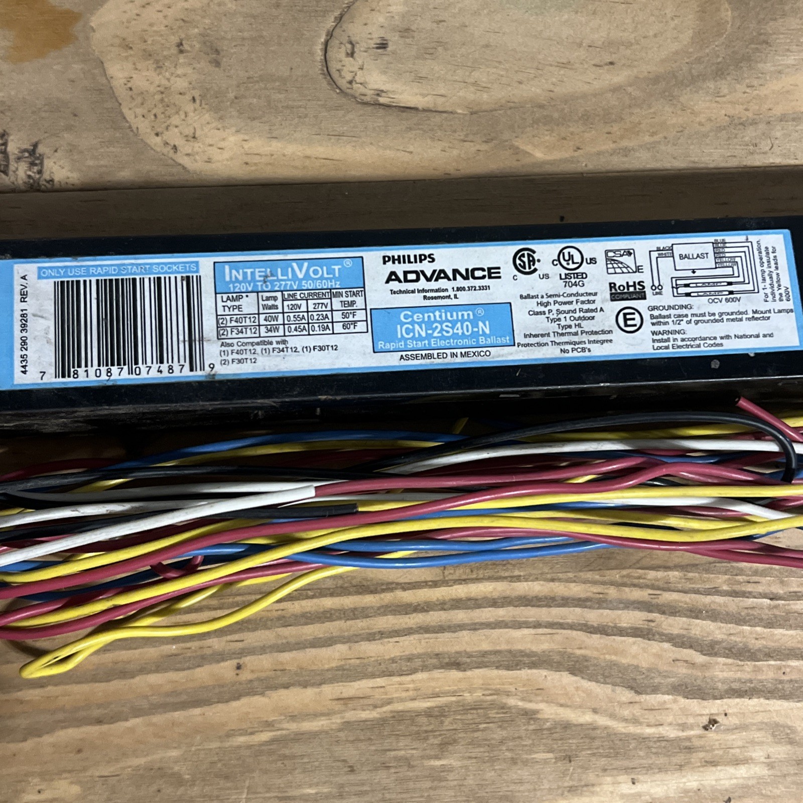 Philips Advance Centium ICN-2S40-N Fluorescent Light Ballast A4