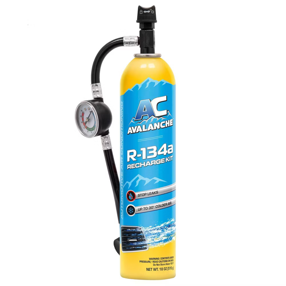 Avalanche 18oz R-134a AC Refrigerant Reusable Hose Leak Stop Cooling Booster