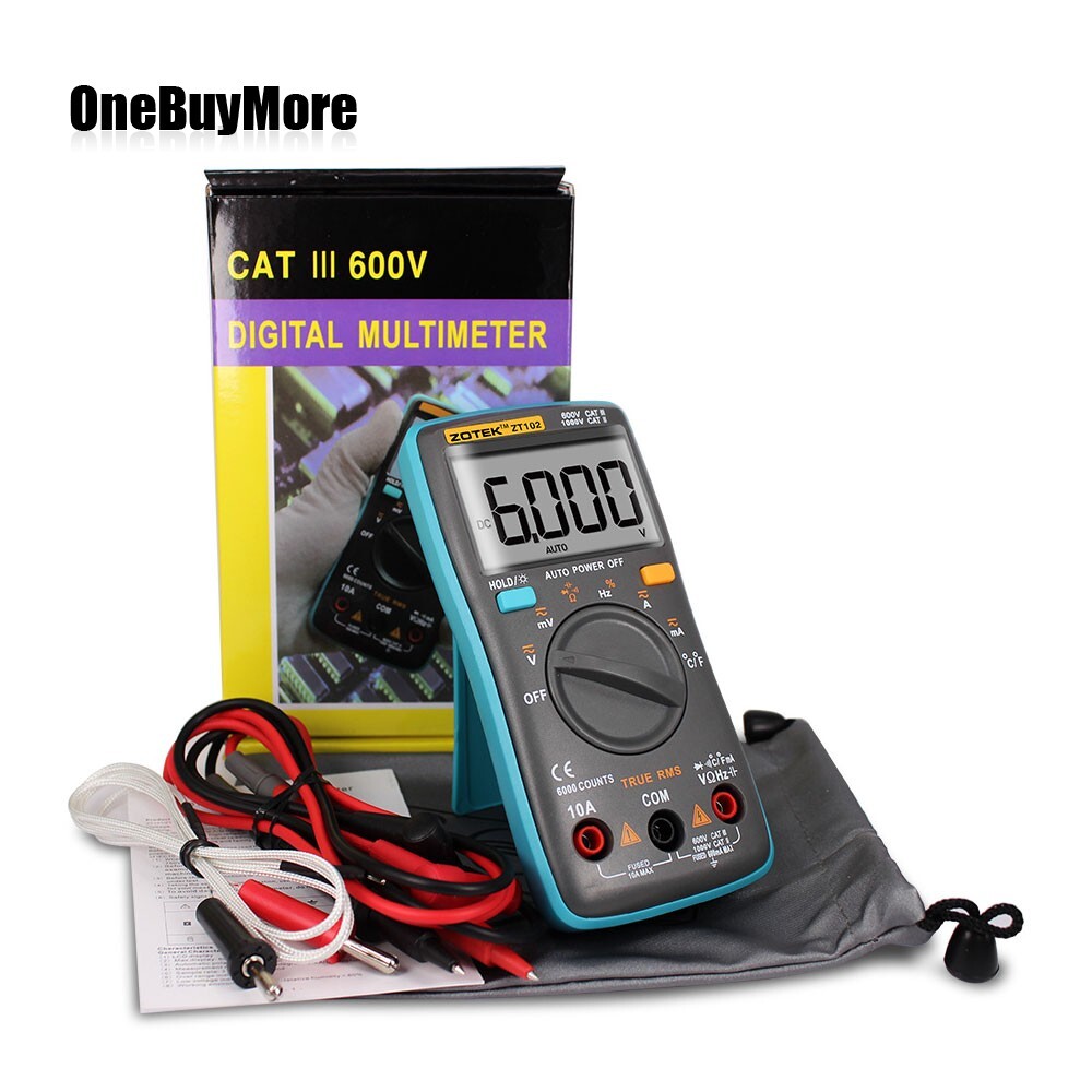 ZOTEK ZT102 Digital Multimeter Tester 600V CAT III & 1000V CAT II 6000 Counts
