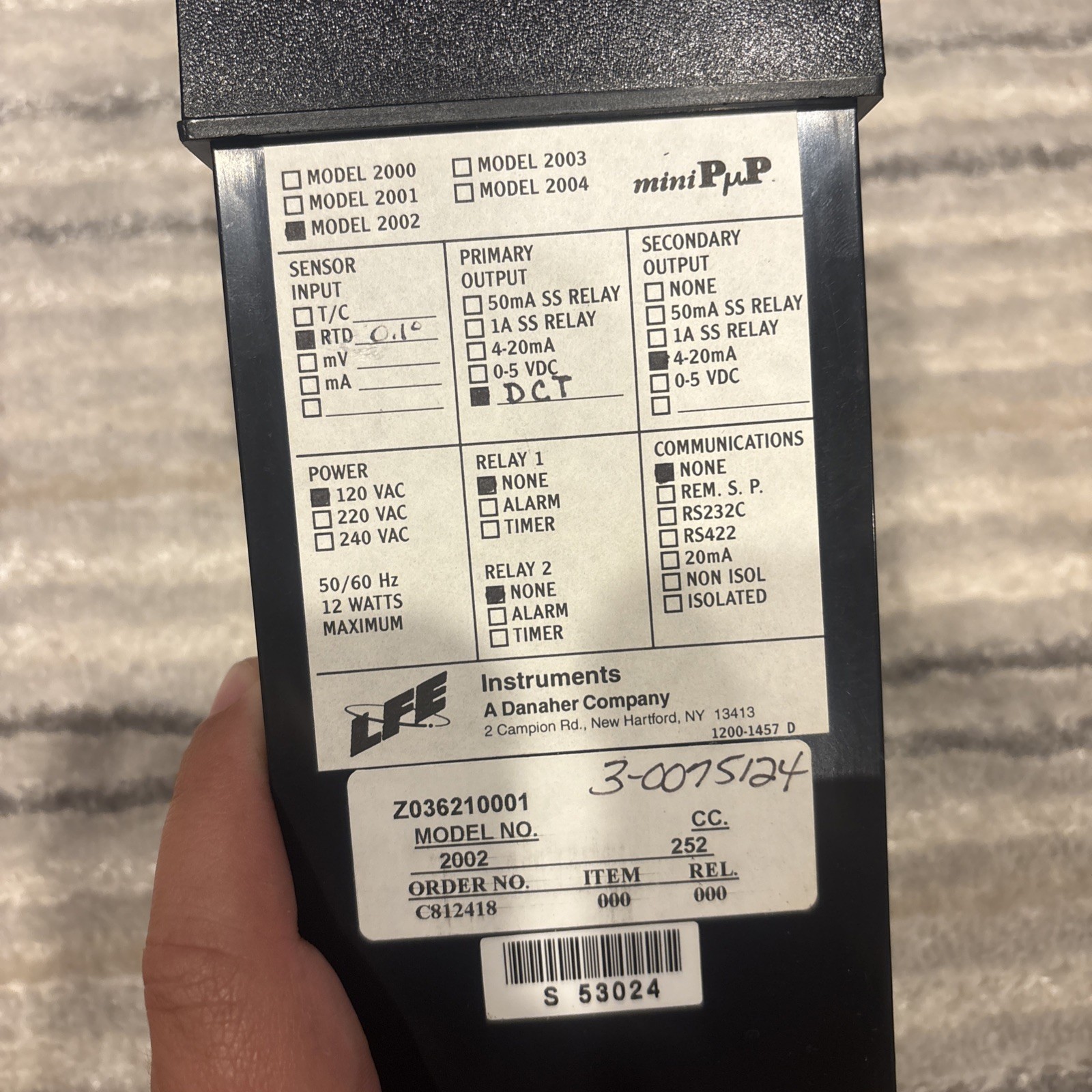LFE 2002 Mini PuP Temp Controller 120VAC DC 4-20mA Output