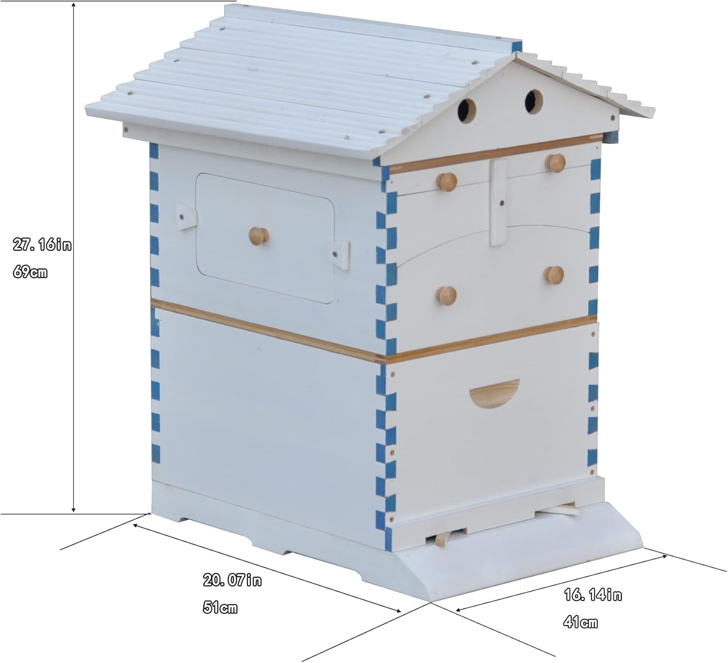 Auto Flowing Beehive Painted Wooden Beekeeping Hive + 7pcs Auto Flows Frames